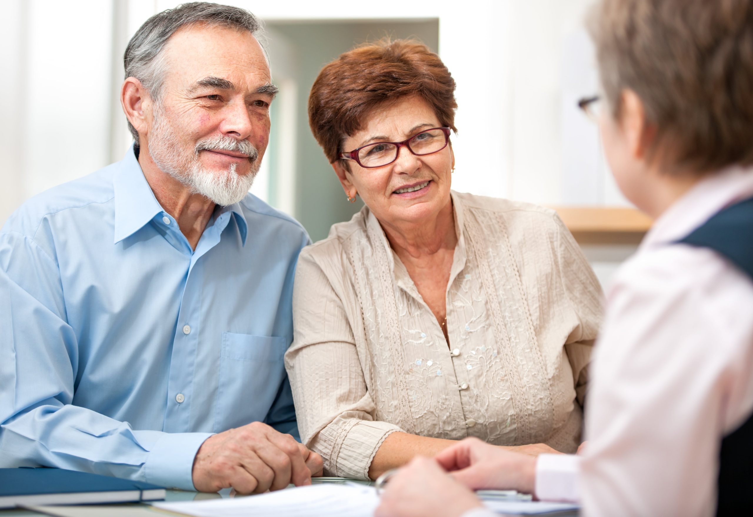 Senior couple discussing financial plan with consultant